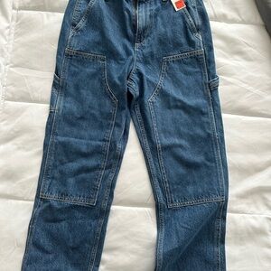 Girls Blue Denim Cargo Pants